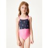 Dívčí jednodílné plavky s UV ochranou 50+, Růžová, Květiny