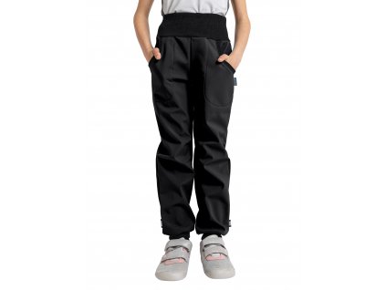 Unuo, Dětské softshellové kalhoty s fleecem Street, Černá (Velikost 98/104)