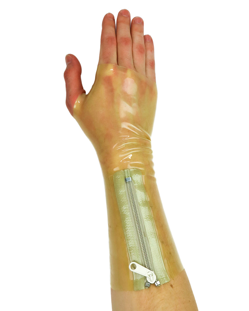 Latexová rukavice se zipem, barva transparentní přírodní