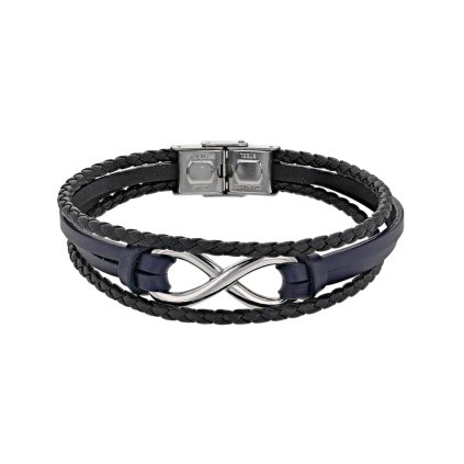 men s genuine cowhide bracelet with steel infinity symbol motif and clasp 3 318037