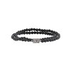 double bracelet with volcanic lava beads and engraved matt steel tubular bead 3 318628LA