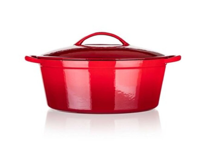Pekáč + poklice oválný 5 l 41 cm litina červený