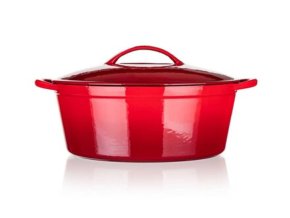 Pekáč + poklice oválný 6,5 l 41 cm litina červený