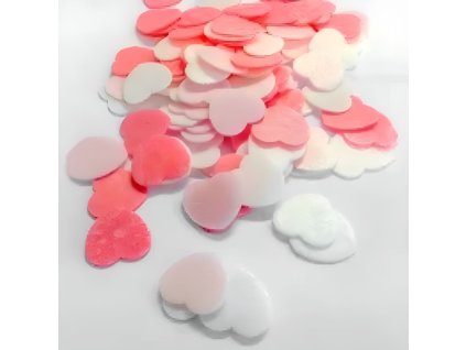 Srdíčka z jedlého papíru červeno‑růžovo‑bílá