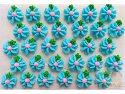 Cukrové ozdoby – květy modré (30 ks)