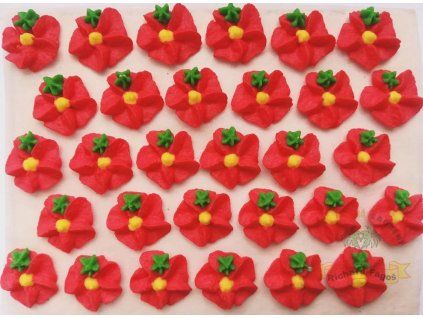 Cukrové ozdoby – květy červené (30 ks)