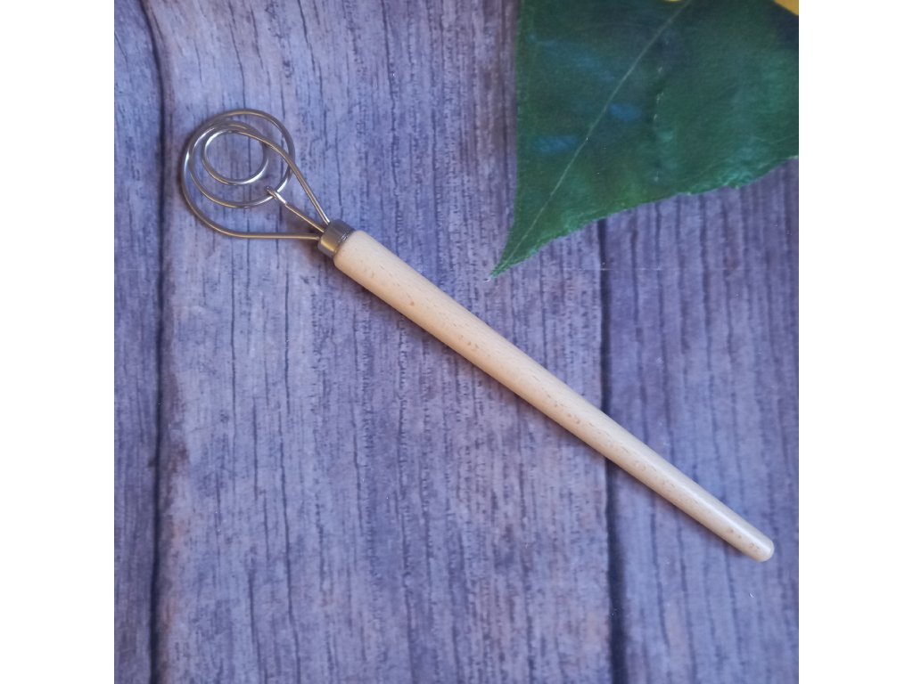 Hnětač na těsto "dánská metla" pr. 6 cm - přírodní