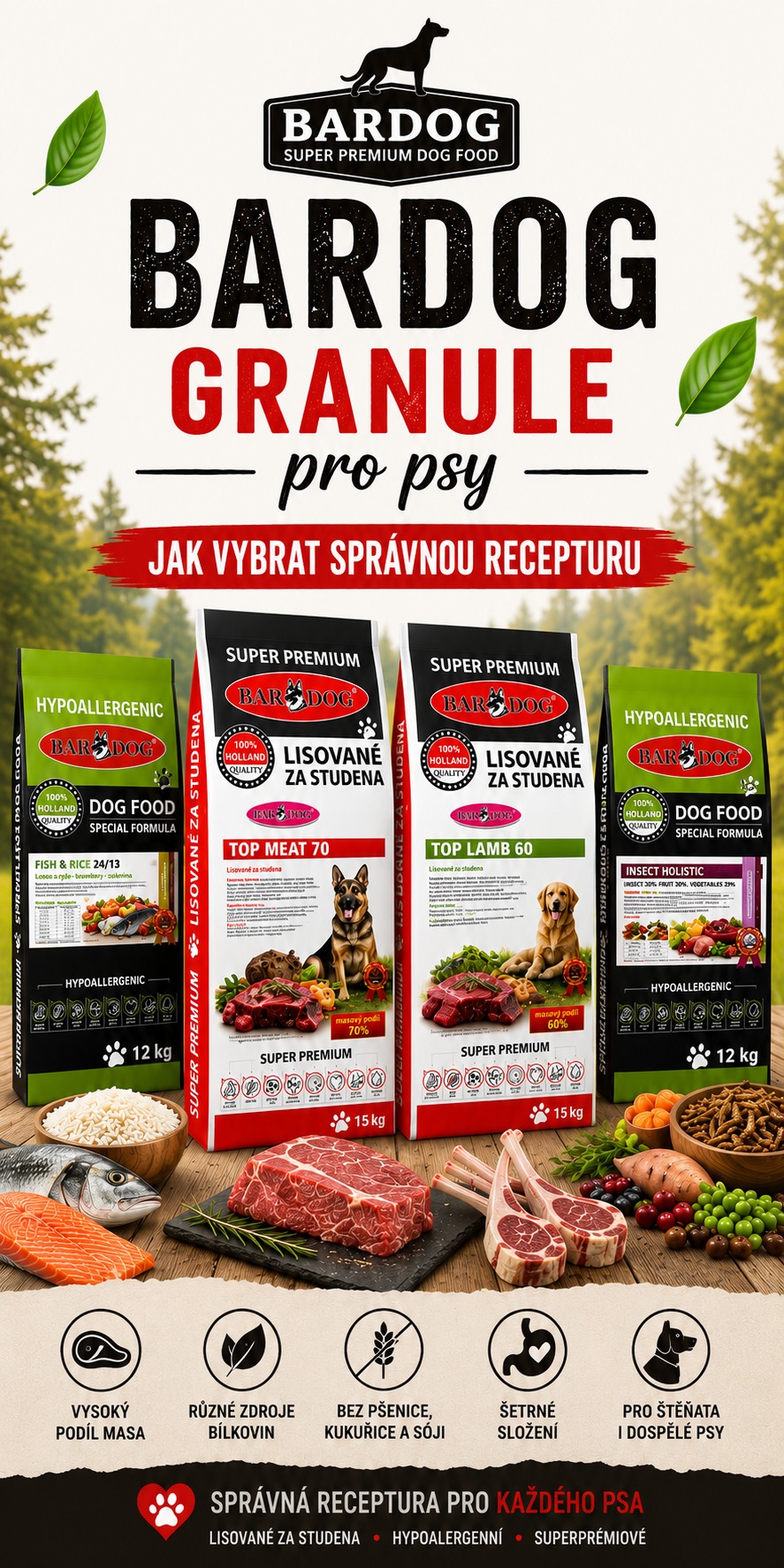 BARDOG granule pro psy: jak vybrat mezi lisovanými, hypoalergenními a superprémiovými recepturami