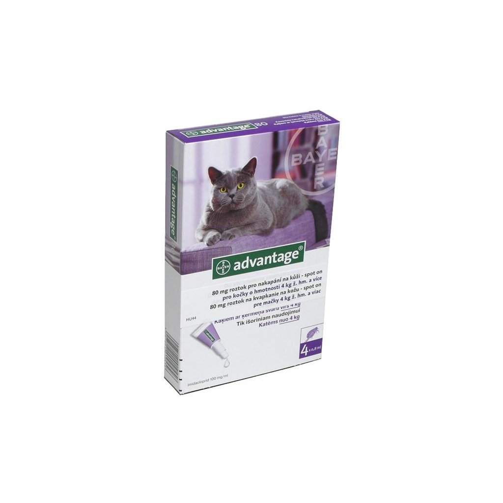 Advantage 80mg pro velké kočky a králíky, 4x 0,8ml
