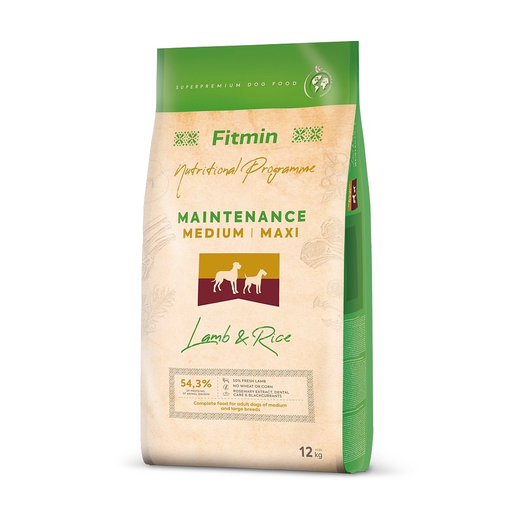 fitmin dog medium maxi lamb rice 12 kg
