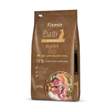 fitmin dog purity rice puppy lamb salmon 12 kg h L