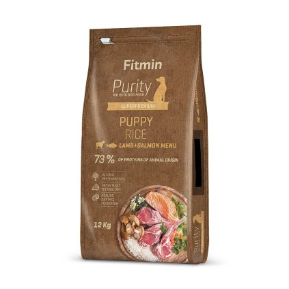 fitmin dog purity rice puppy lamb salmon 12 kg h L