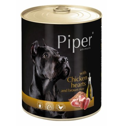 PIPER s kuřecími srdíčky a hnědou rýží 800g