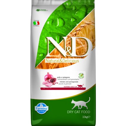 N&D PRIME CAT Neutered Chicken&Pomegranate 10 kg + pamlsek Calibra
