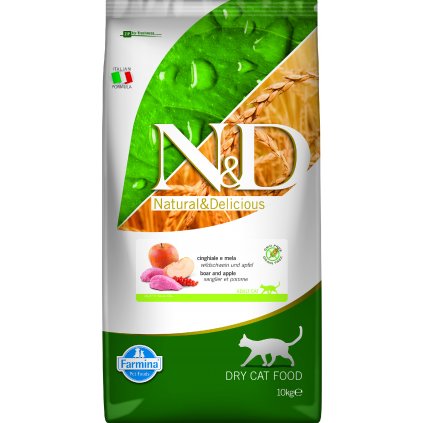 N&D PRIME CAT Adult Boar & Apple 10 kg + konzerva N&D