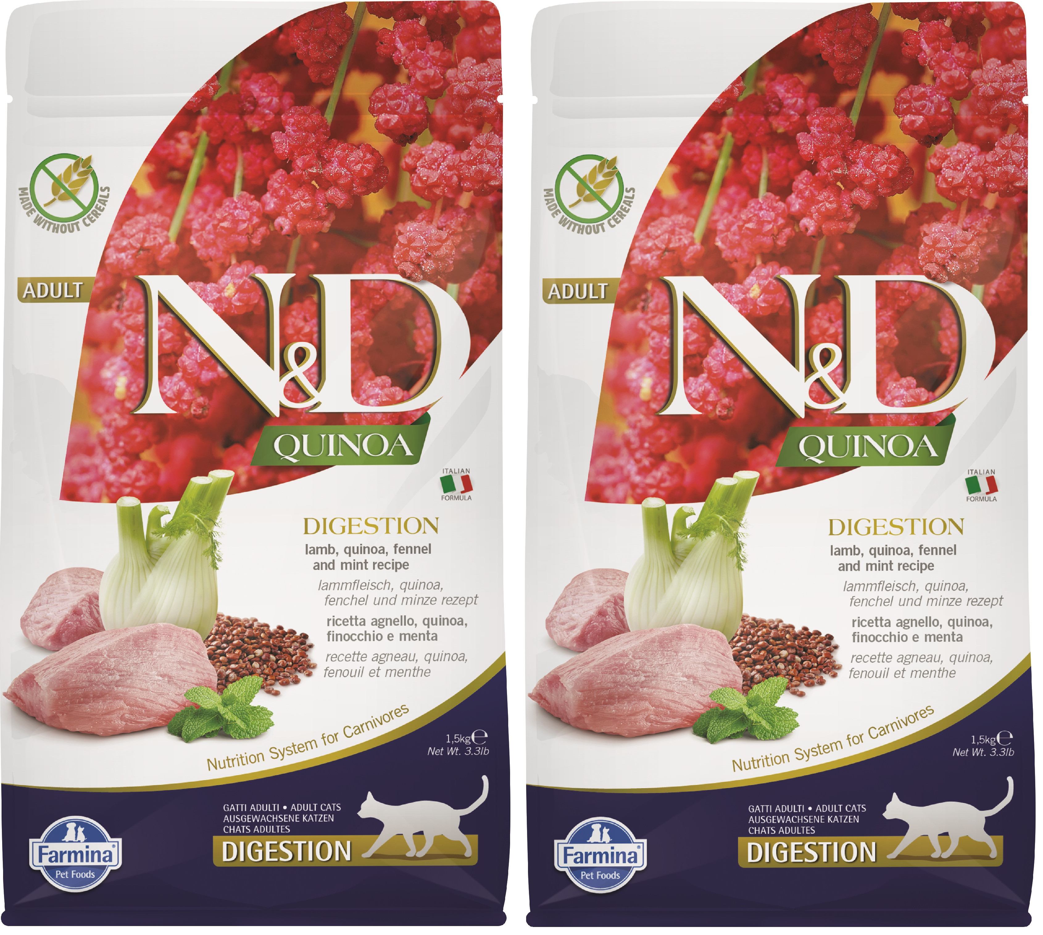 N&D GF Quinoa CAT Digestion Lamb & Fennel 3 Kg