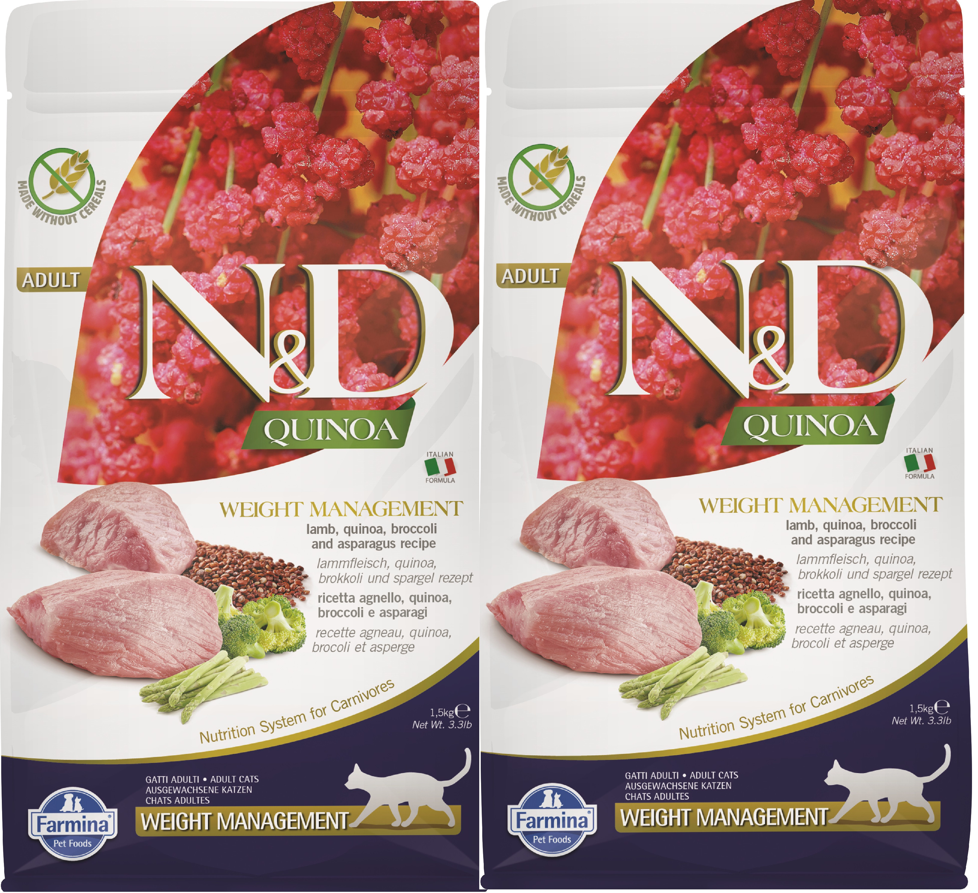 N&D GF Quinoa CAT Weight Mngmnt Lamb & Broccoli 3 kg