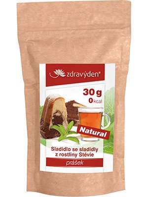 Zdravý den Sladidlo prášek Stévie Hmotnost: 30g