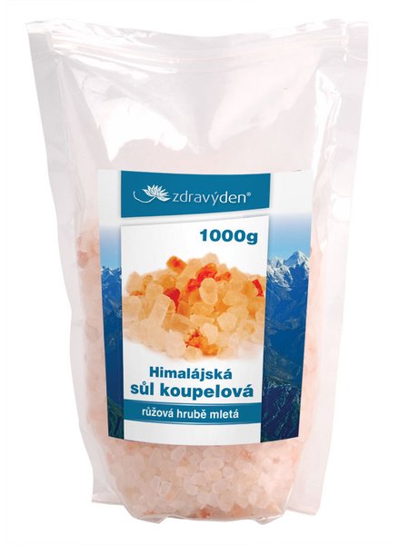 Zdravý den Sůl himalájská koupelová růžová hrubě mletá 1000g