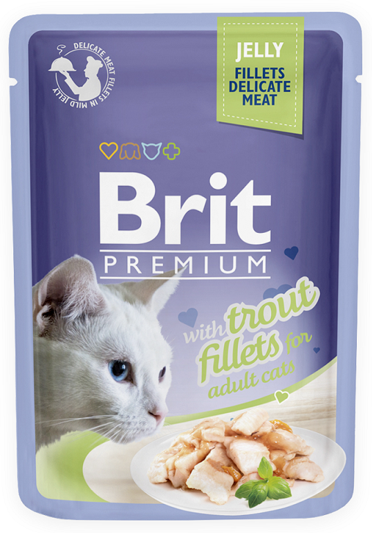 BRIT Premium Cat Pouch with Trout Fillets in Jelly for Adult Cats 85g