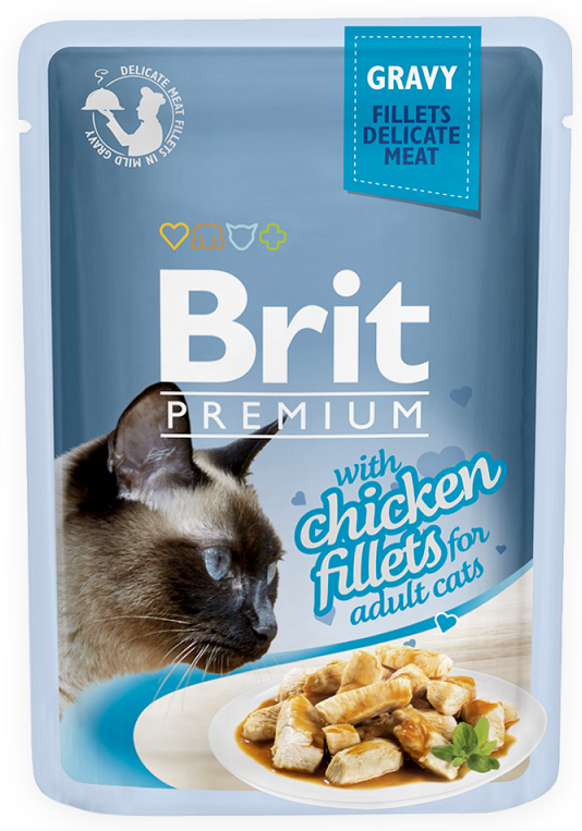 BRIT Premium Cat Pouch with Chicken Fillets in Gravy for Adult Cats 85g