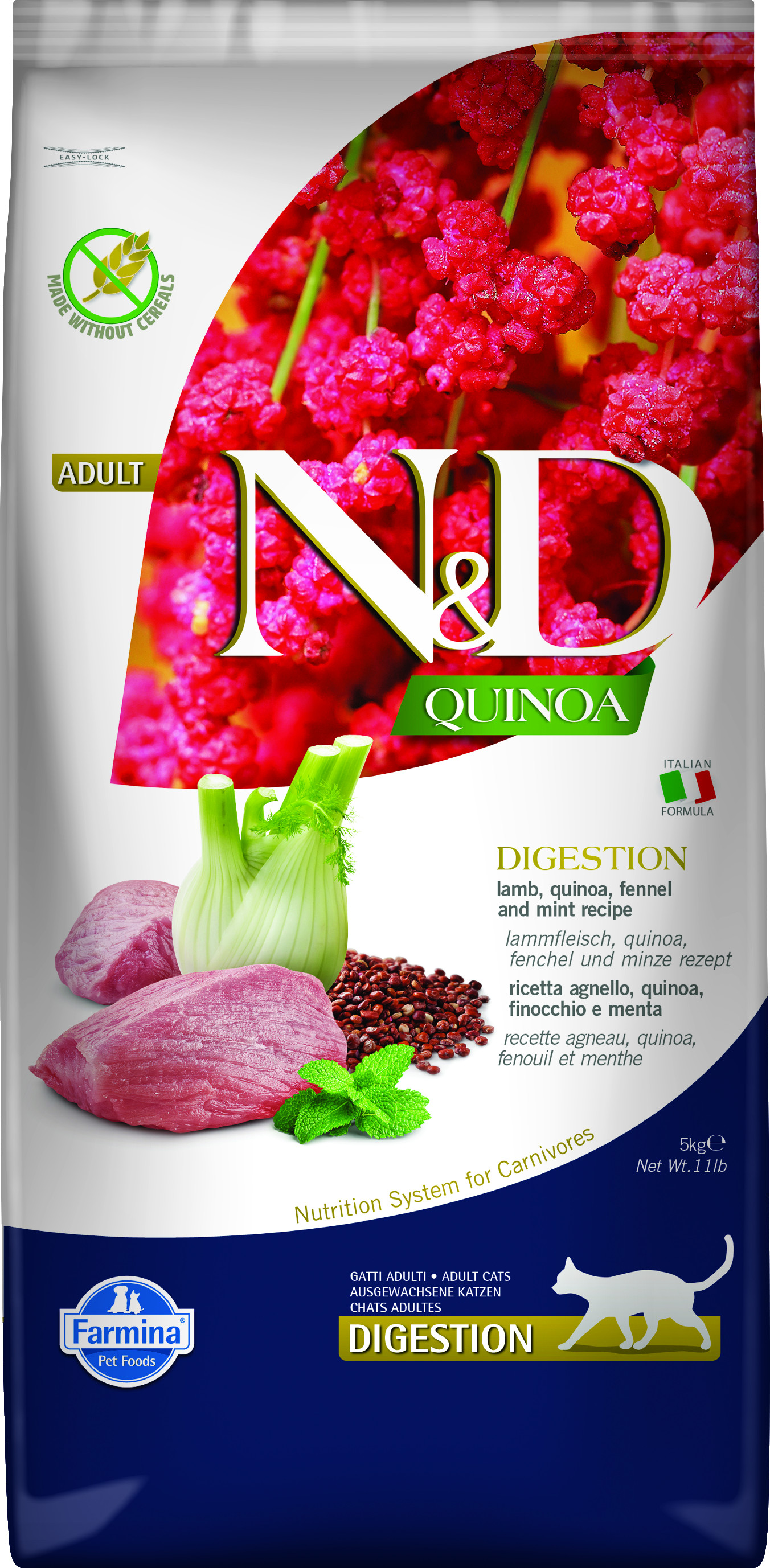 N&D GF Quinoa CAT Digestion Lamb & Fennel 5 Kg