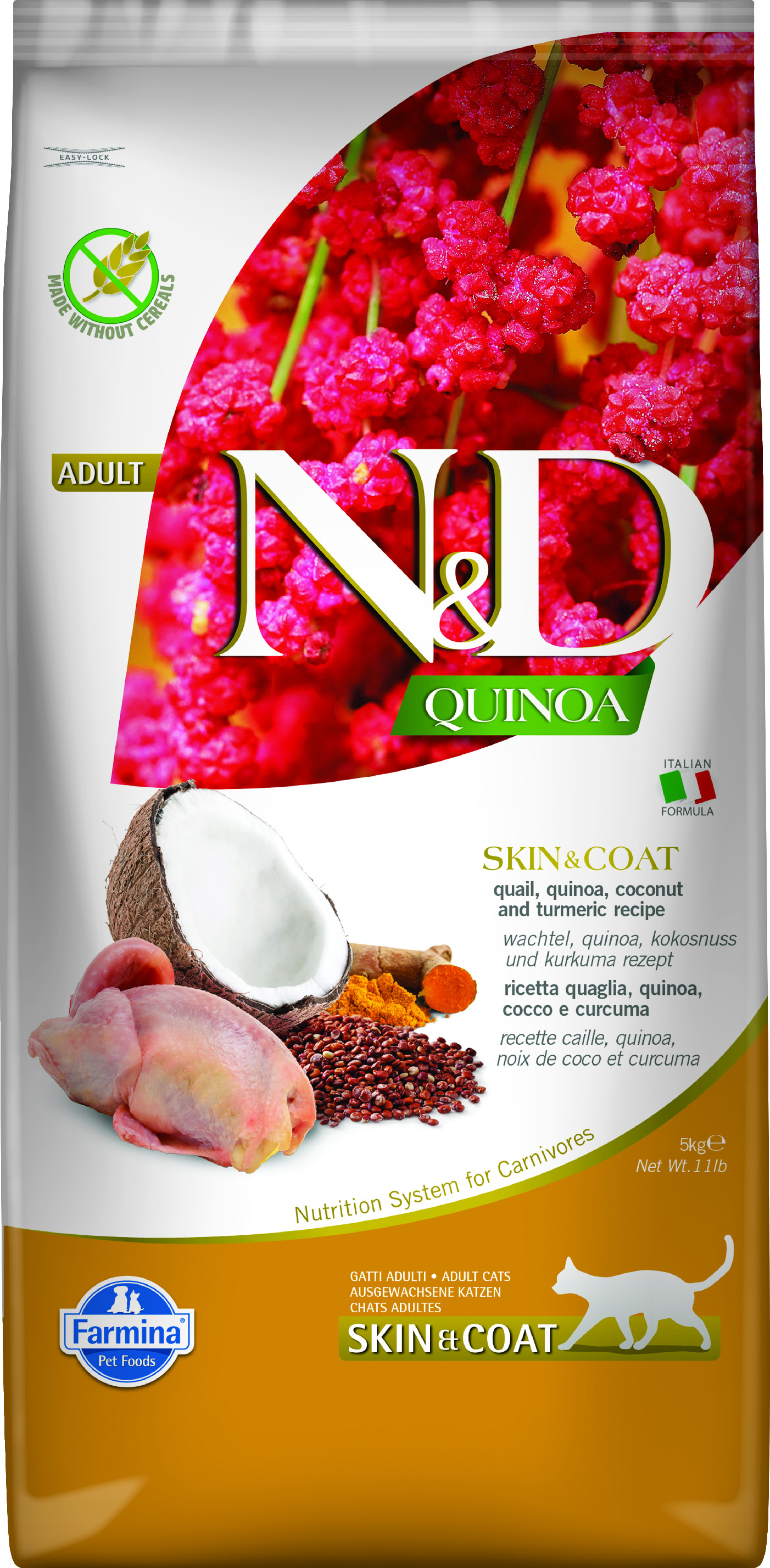 N&D GF Quinoa CAT Skin&Coat Quail & Coconut 5 kg