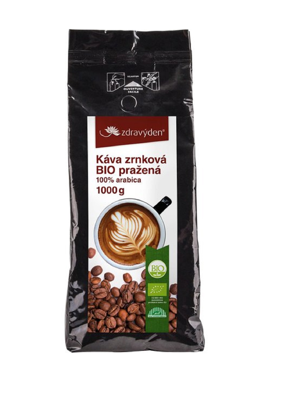 Zdravý Den BIO Káva zrnková pražená 1000g