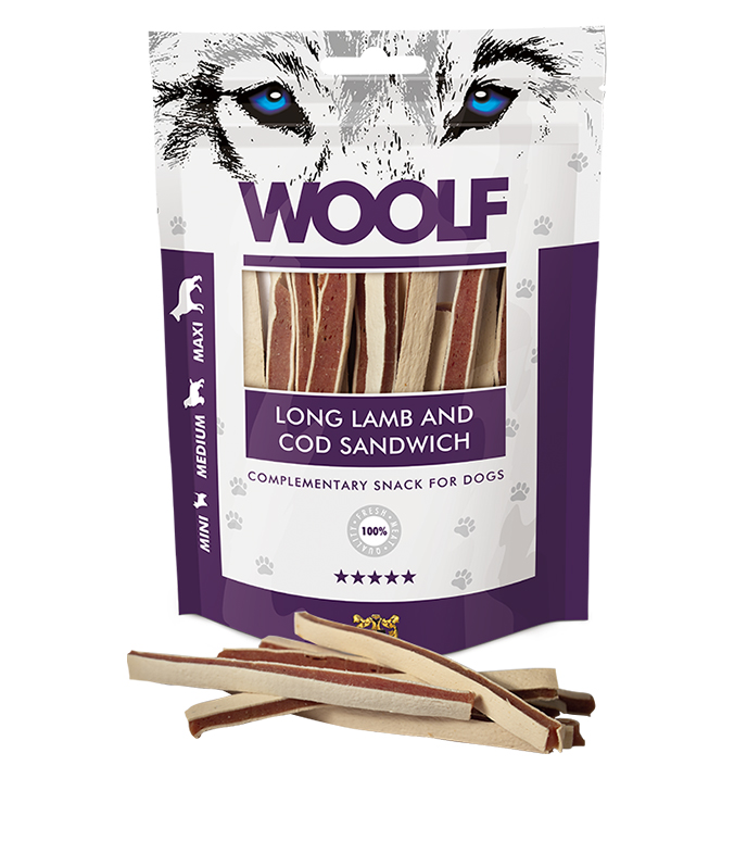 WOOLF pochoutka soft lamb and cod sandwich long 100g