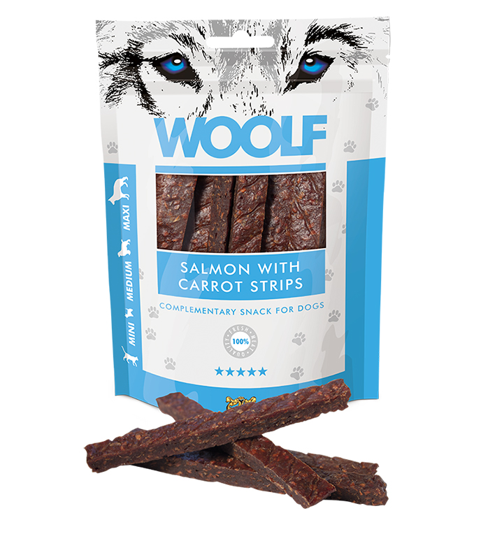 WOOLF pochoutka salmon with carrot strips 100g
