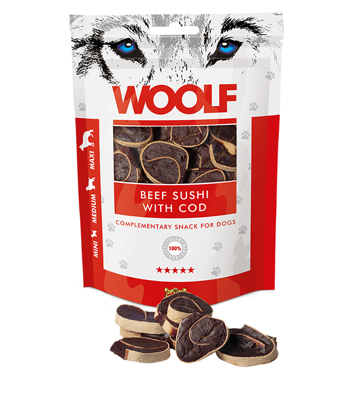 WOOLF pochoutka beef sushi with cod 100g