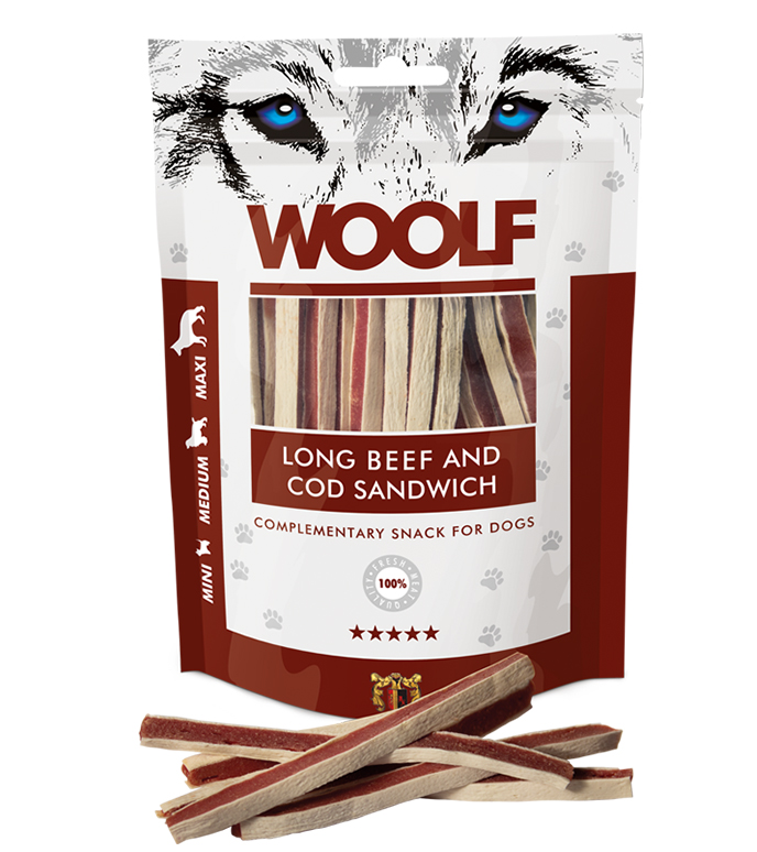 WOOLF pochoutka soft beef and cod sandwich long 100g