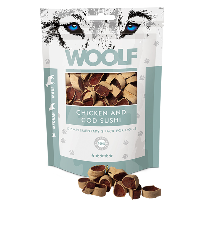 WOOLF pochoutka chicken and cod sushi 100g