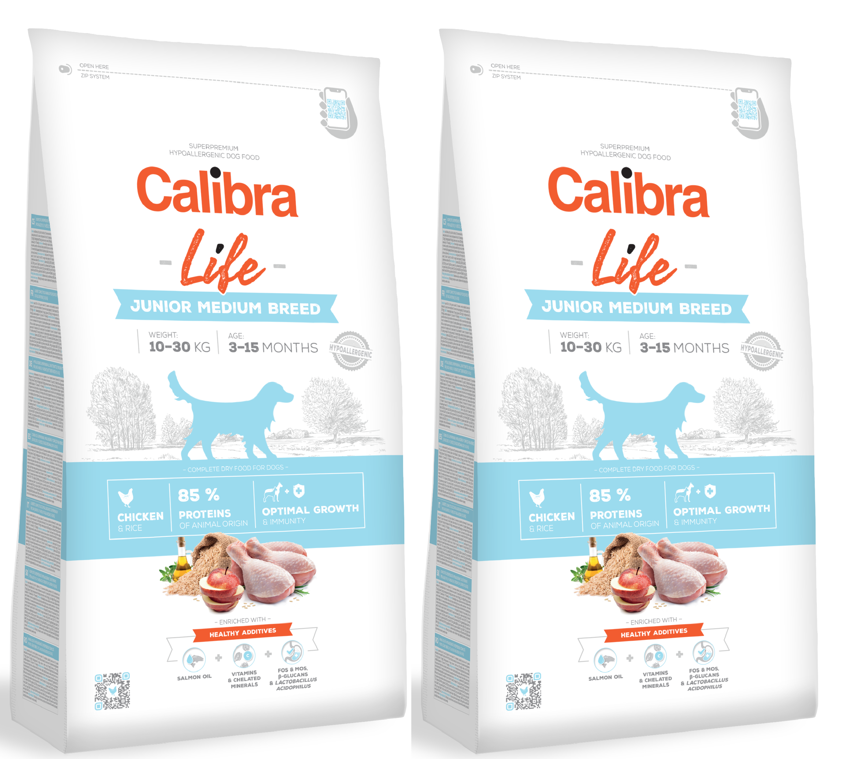 CALIBRA Dog Life Junior Medium Breed Chicken 2 x 12 kg