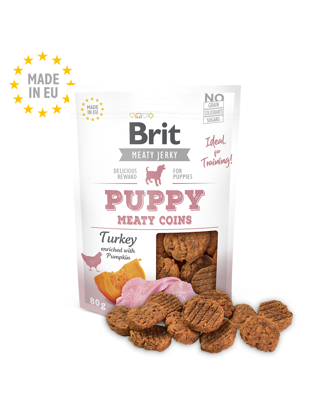 BRIT Jerky Puppy Turkey Meaty Coins 80g