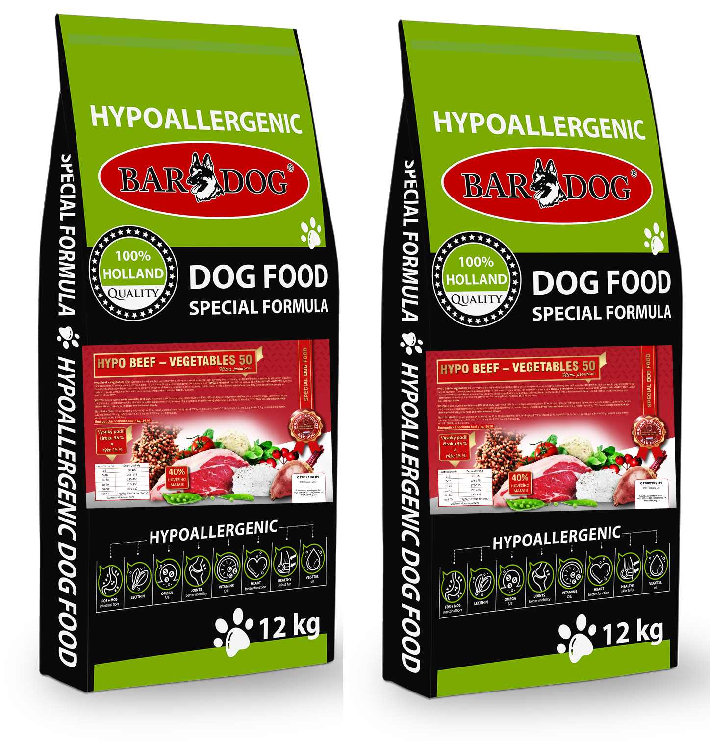 BARDOG Hypo BEEF – Vegetables 50 2 x 12 kg