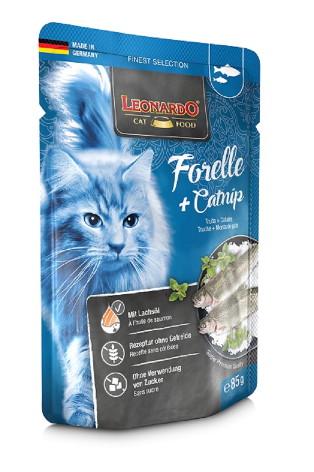 LEONARDO Pstruh + šanta kočičí 85g