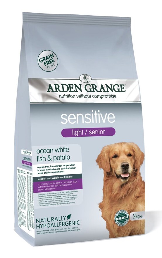 ARDEN GRANGE Sensitive Grain Free Light/Senior Ocean White Fish & Potato 12 kg