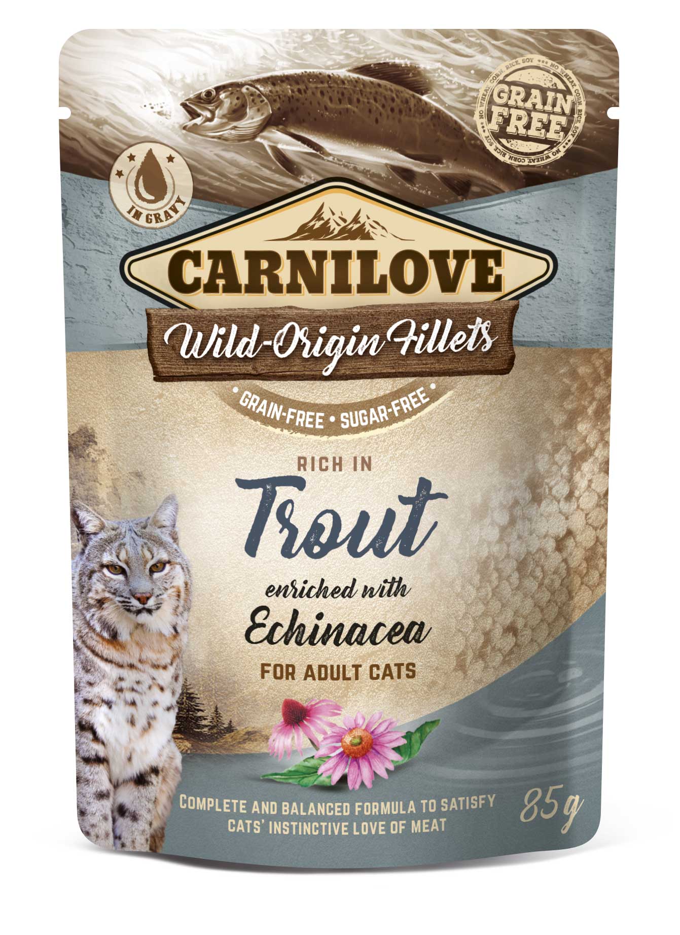 CARNILOVE Cat Pouch Trout Enriched With Echinacea 85g