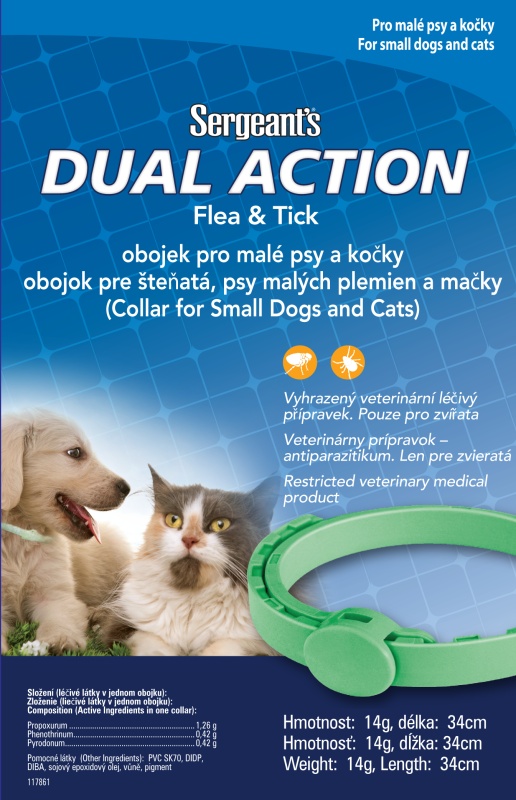 AB7 Industries SERGEANTS Dual Action obojek kočka a malý pes 34cm