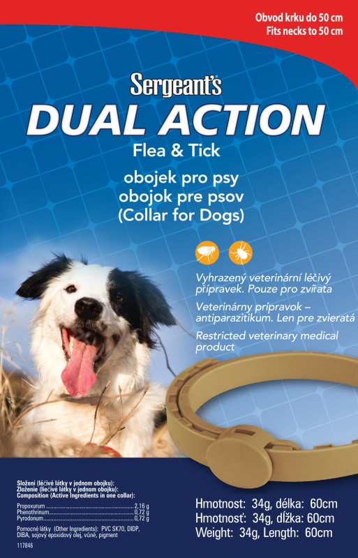 SERGEANTS Dual Action antiparazitní obojek pro psy 60cm