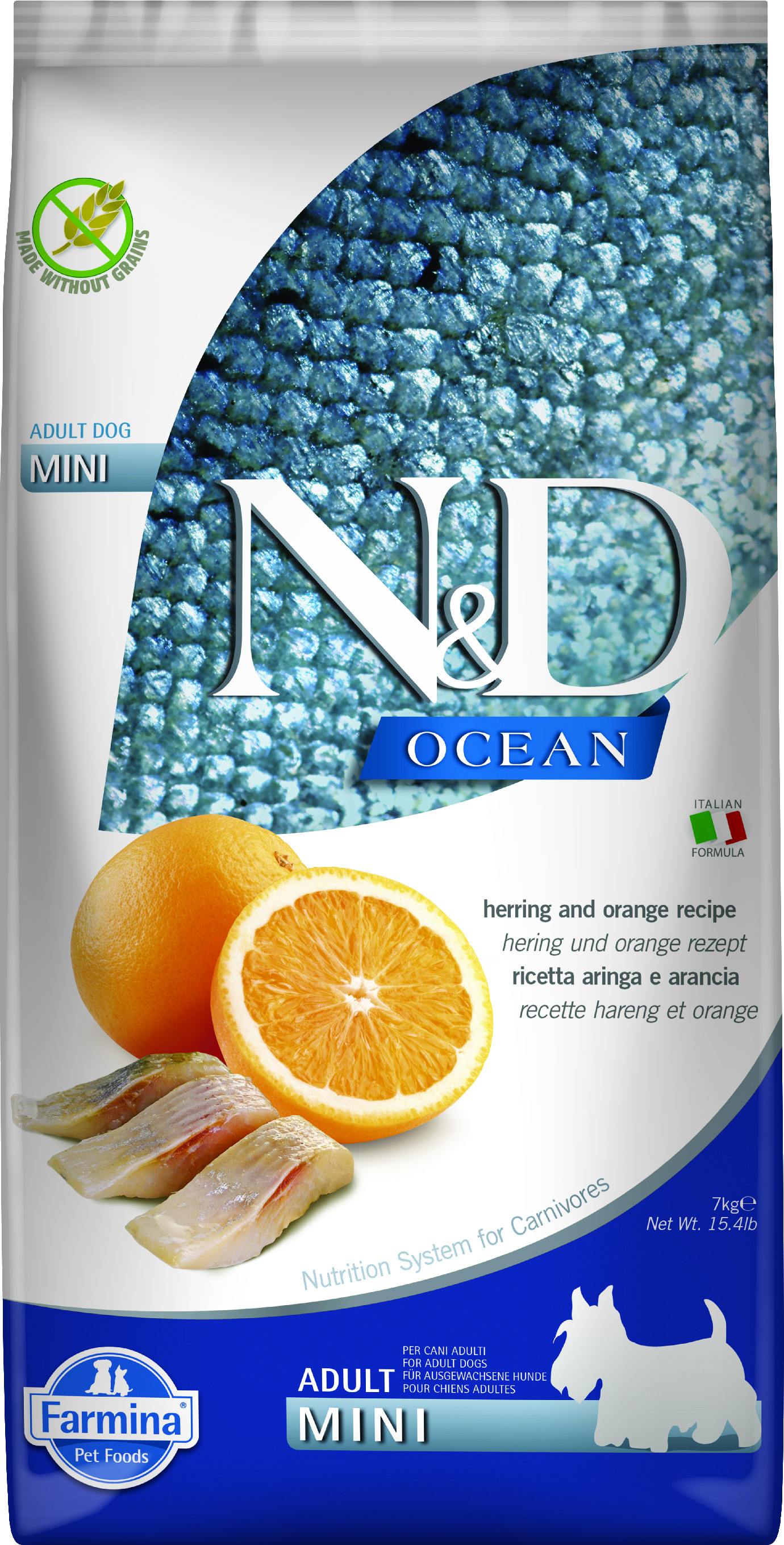 N&D OCEAN DOG Adult Mini Herring & Orange 7 kg