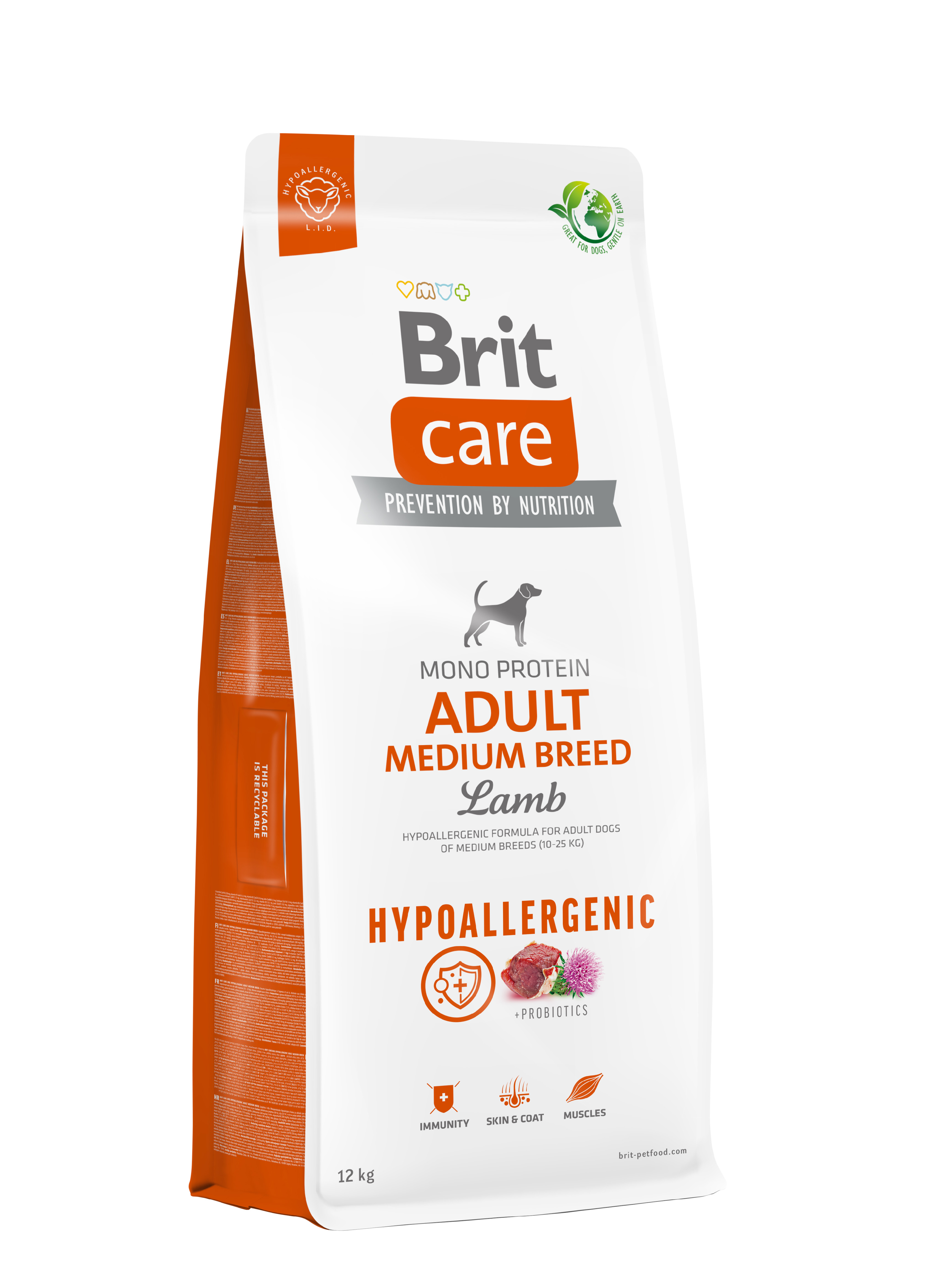 BRIT Care Dog Hypoallergenic Adult Medium Lamb 12 kg