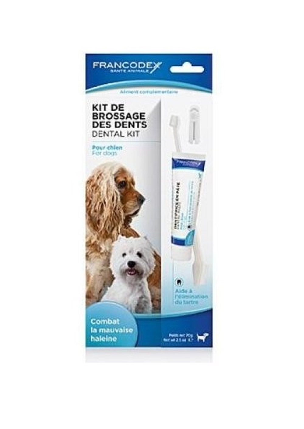FRANCODEX Dental Kit zubní pasta 70g+kartáček pes
