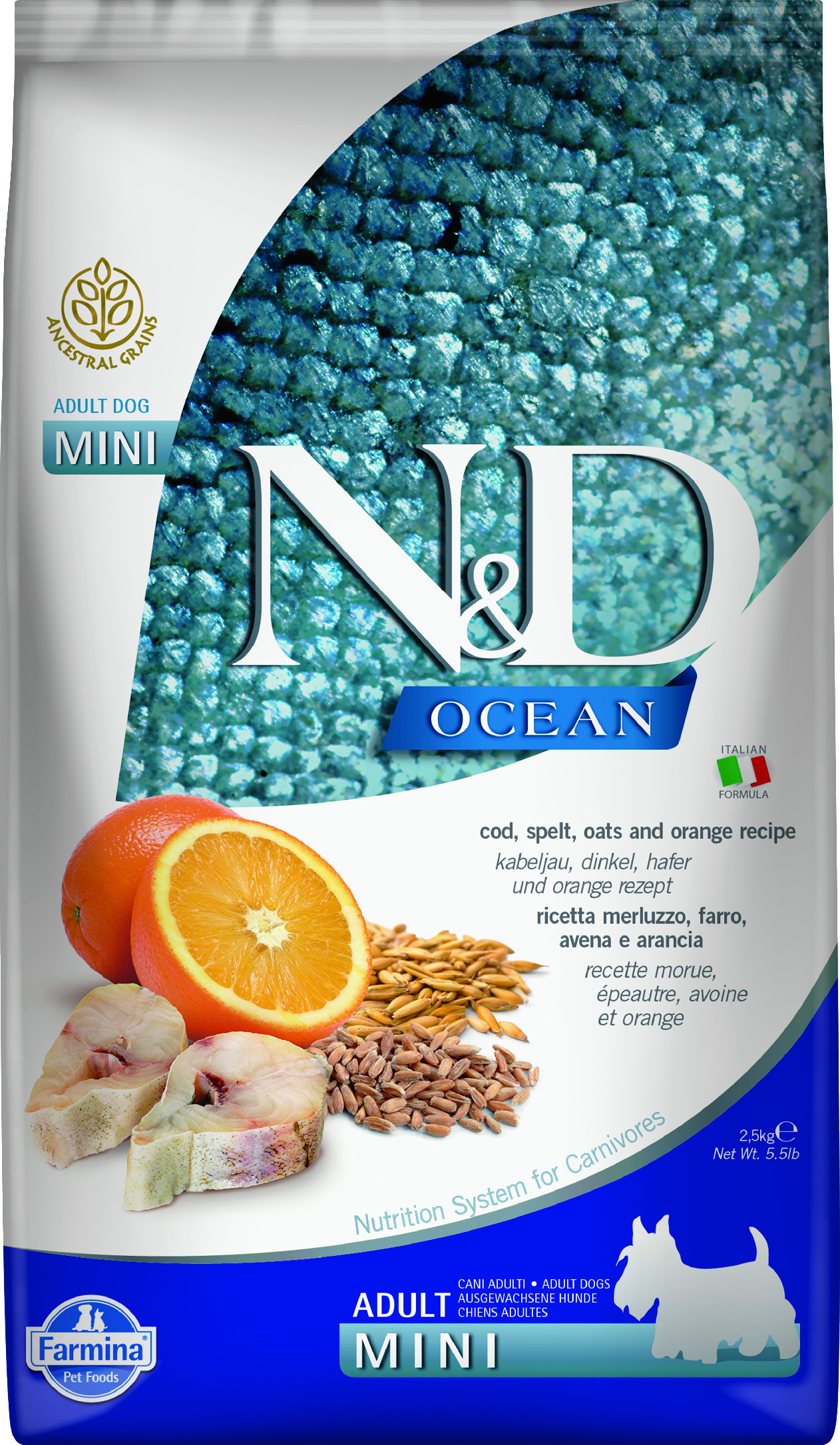 N&D Ocean Low Grain DOG Adult Mini Codfish & Orange 2,5 kg