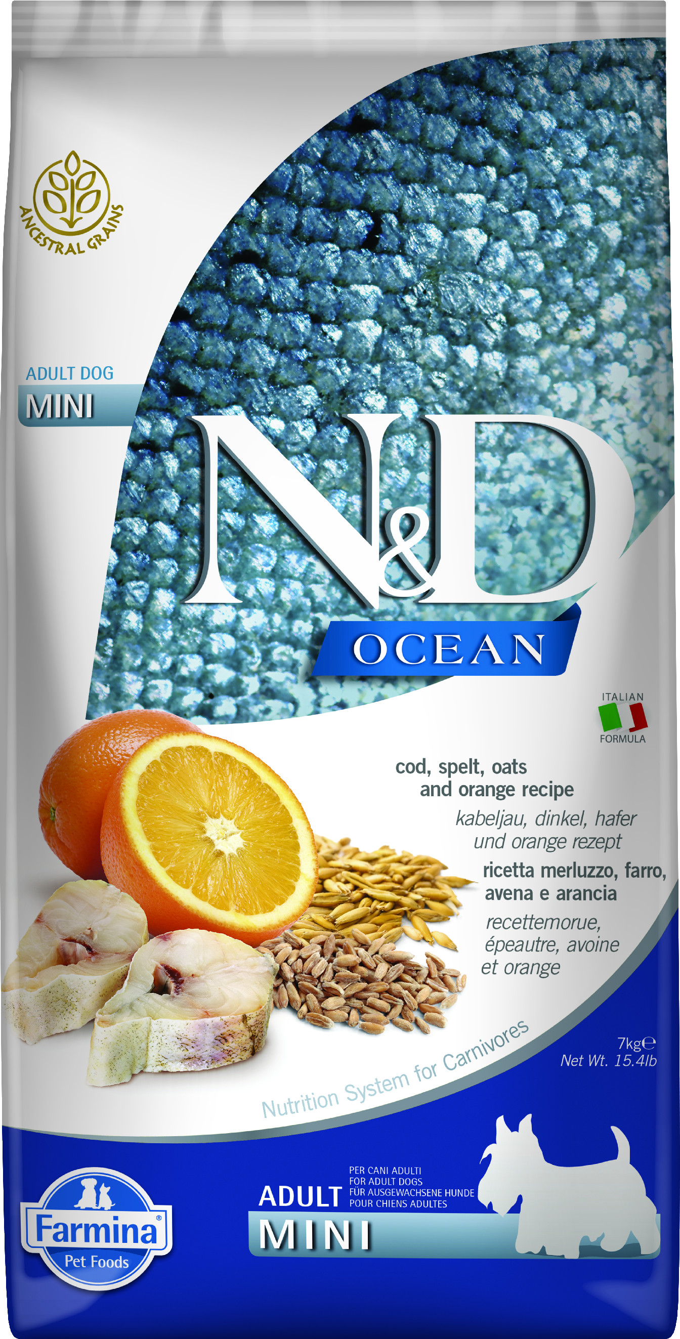 N&D Low Grain DOG Adult Mini Codfish & Orange 7 kg