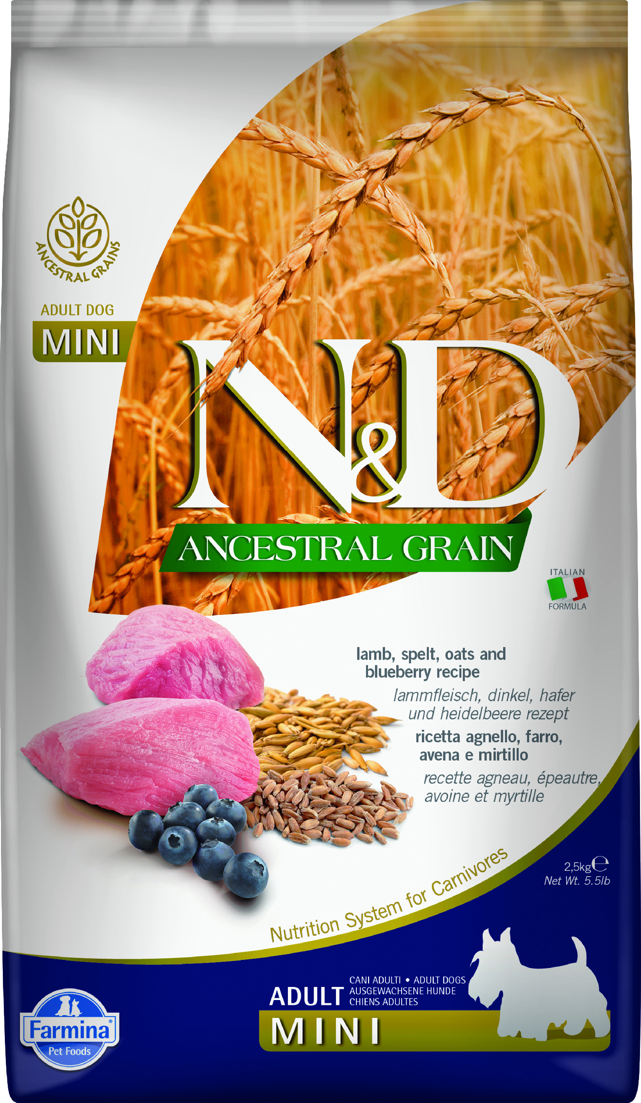 N&D Low Grain DOG Adult Mini Lamb & Blueberry 2,5 kg