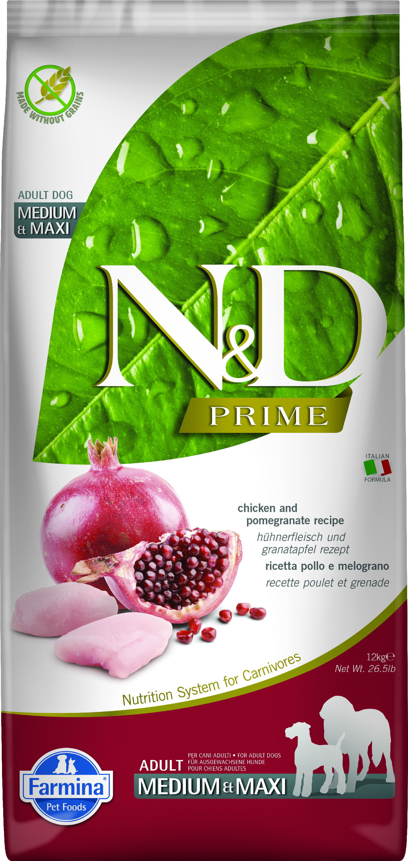 N&D PRIME DOG Adult M/L Chicken & Pomegranate 12 kg