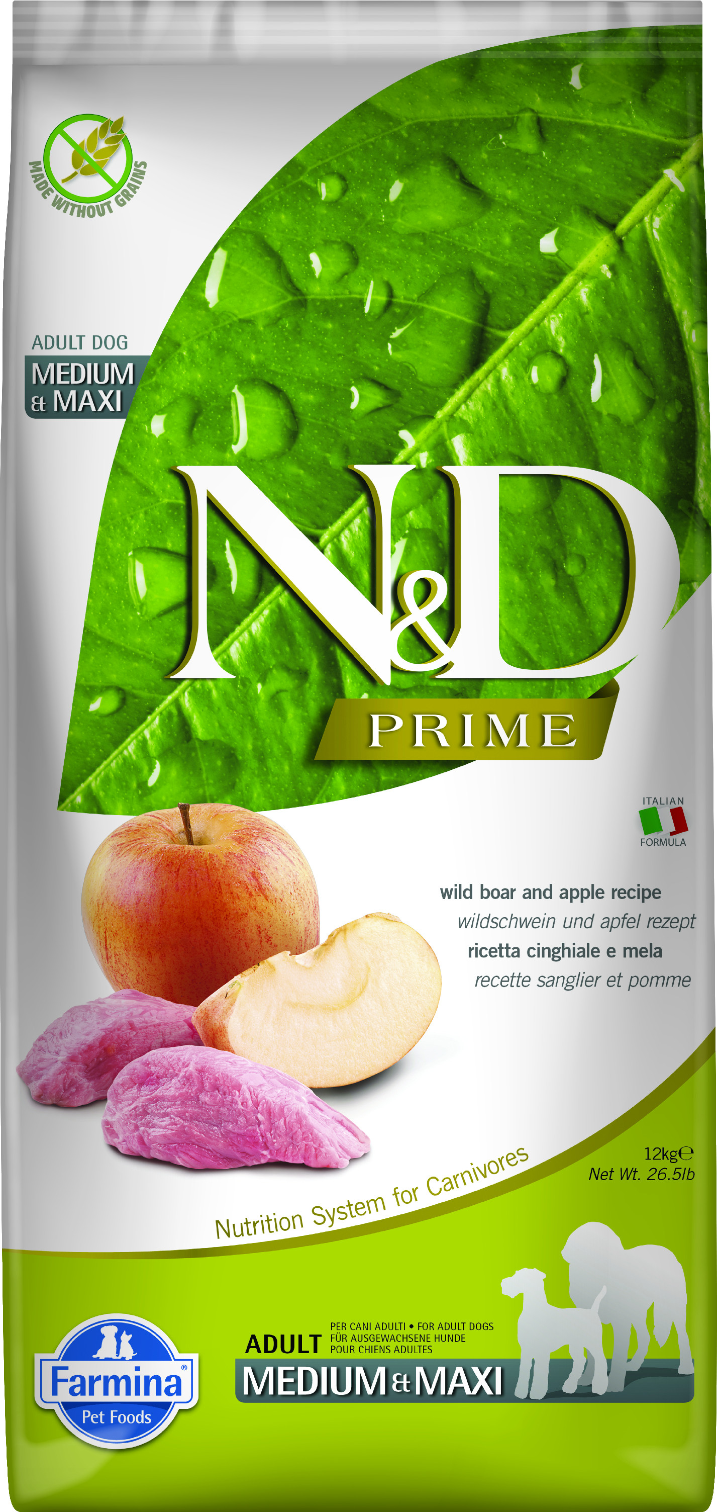 N&D PRIME DOG Adult M/L Boar & Apple 12 kg