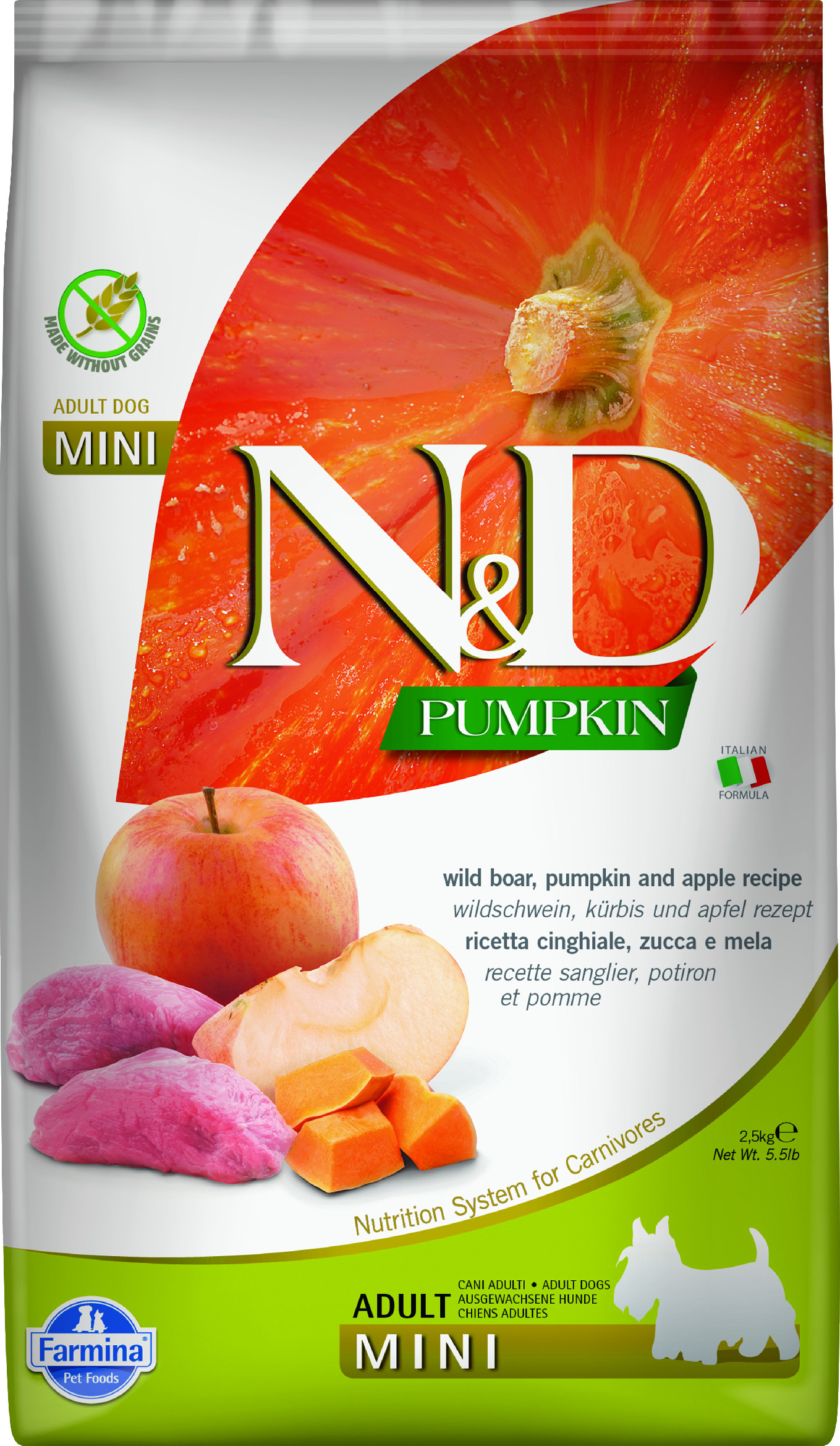 N&D Pumpkin DOG Adult Mini Boar & Apple 2,5 kg